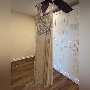 Betsy & Adam Champagne Evening Dress